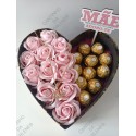 CAIXA SURPRESA ROSAS, BOMBONS E COLAR ADORO-TE MÃE - AÇO INOXIDÁVEL