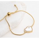PULSEIRA CORAÇÃO COM MADREPÉROLA E ZIRCÔNIAS - AÇO INOXIDÁVEL