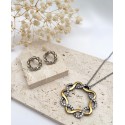 CONJUNTO COM BRILHANTES - AÇO INOXIDÁVEL