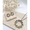 CONJUNTO COM BRILHANTES - AÇO INOXIDÁVEL