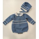 CONJUNTO BEBE MALHA - CAMISOLA, FOFO E TOUCA
