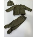 CONJUNTO BEBE EM MALHA - CAMISOLA, CALÇA E TOUCA