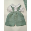 CONJUNTO BEBE - JARDINEIRA, BLUSA E CASACO