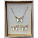 CONJUNTO BUTTERFLY COM CRISTAIS FURTA-COR - AÇO INOXIDÁVEL