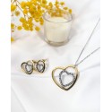 CONJUNTO CORAÇÕES COM BRILHANTES - AÇO INOXIDÁVEL