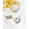 CONJUNTO CORAÇÕES COM BRILHANTES - AÇO INOXIDÁVEL