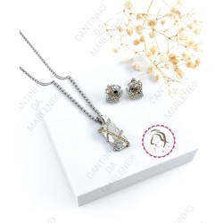 CONJUNTO EM AÇO INOXIDÁVEL E CRISTAL