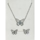 CONJUNTO BORBOLETA COM BRILHANTES - AÇO INOXIDÁVEL