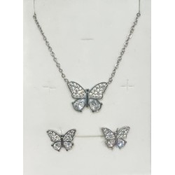 CONJUNTO DE BORBOLETA EM AÇO INOXIDÁVEL E BRILHANTES