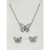 CONJUNTO BORBOLETA COM BRILHANTES - AÇO INOXIDÁVEL