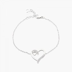 Pulseira em aço Inoxidável com Coração e Zirconias