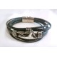PULSEIRA MOTO - COURO E AÇO INOXIDÁVEL