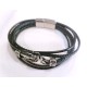 PULSEIRA MOTO - COURO E AÇO INOXIDÁVEL