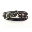 PULSEIRA MOTO - COURO E AÇO INOXIDÁVEL