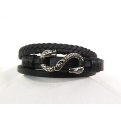 PULSEIRA SERPENTE - COURO E AÇO INOXIDÁVEL