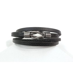 PULSEIRA NÓ - COURO E AÇO INOXIDÁVEL