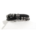 PULSEIRA CAVEIRAS - COURO E AÇO INOXIDÁVEL