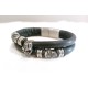 PULSEIRA CAVEIRAS - COURO E AÇO INOXIDÁVEL