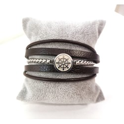 PULSEIRA LEME - COURO E AÇO INOXIDÁVEL