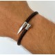 PULSEIRA PREGO - COURO E AÇO INOXIDÁVEL