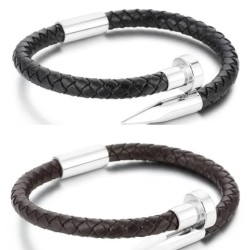 PULSEIRA PREGO - COURO E AÇO INOXIDÁVEL
