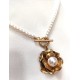 COLAR FLOR COM PÉROLAS - AÇO INOXIDÁVEL