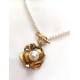 COLAR FLOR COM PÉROLAS - AÇO INOXIDÁVEL