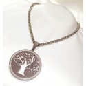 COLAR ÁRVORE DA VIDA COM BRILHANTES - AÇO INOXIDÁVEL