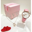 CONJUNTO ROSA GOLD RELÓGIO E COLAR CORAÇÃO - AÇO INOXIDÁVEL