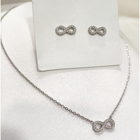 CONJUNTO INFINITO COM ZIRCÔNIAS - AÇO INOXIDÁVEL