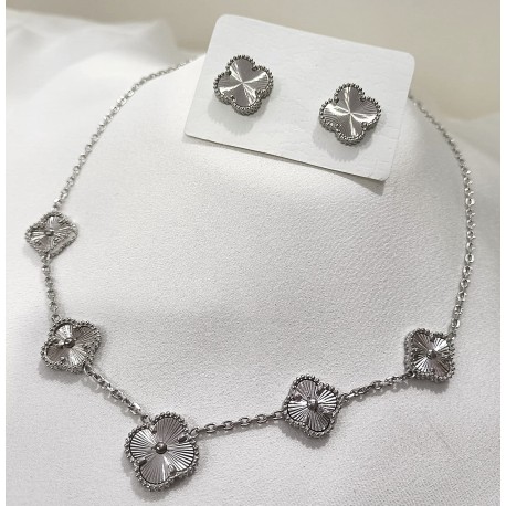 CONJUNTO TREVO COM TEXTURA - AÇO INOXIDÁVEL