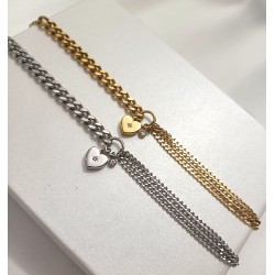 PULSEIRA CORAÇÃO E BRILHANTES - AÇO INOXIDÁVEL