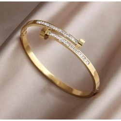 PULSEIRA BRACELETE PREGO COM ZIRCÔNIA - AÇO INOXIDÁVEL