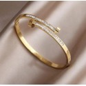 PULSEIRA BRACELETE PREGO COM ZIRCÔNIA - AÇO INOXIDÁVEL