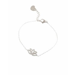 PULSEIRA FLOR DE LÓTUS COM ZIRCÔNIAS - AÇO INOXIDÁVEL