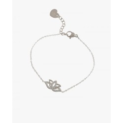 PULSEIRA FLOR DE LÓTUS COM ZIRCÔNIAS - AÇO INOXIDÁVEL