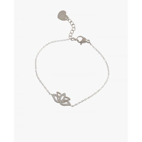 PULSEIRA FLOR DE LÓTUS COM ZIRCÔNIAS - AÇO INOXIDÁVEL