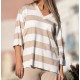 CAMISOLA DE MALHA RISCAS COM MANGA 3/4