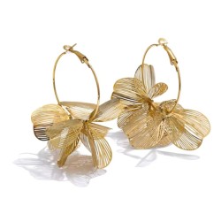 BRINCOS ARGOLA COM FOLHAS EM AÇO INOXIDÁVEL