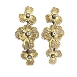 BRINCOS FLORES COM BRILHANTES - AÇO INOXIDÁVEL