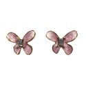 BRINCOS BORBOLETA ROSA COM BRILHANTES - AÇO INOXIDÁVEL