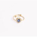 ANEL COM ZIRCÔNIAS E CRISTAL AZUL - AÇO INOXIDÁVEL