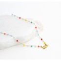 COLAR CRISTAIS COLORIDOS COM A PALAVRA MÃE - AÇO INOXIDÁVEL