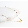 Colar em aço Inoxidável com palavra Mãe e cristais coloridos