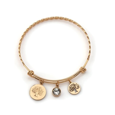 Pulseira Bracelete expansivel em aço Inoxidável com Arvore da Vida