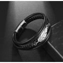 PULSEIRA DE COURO - PENA AÇO INOXIDÁVEL