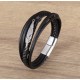 Pulseira de Couro e pena em aço inoxidável
