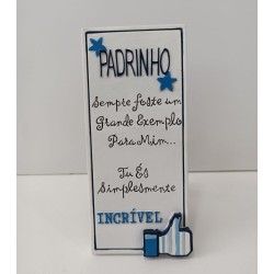 Placa cerâmica com dedicatória para madrinha e padrinho