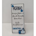 Placa cerâmica com dedicatória para madrinha e padrinho