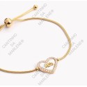 PULSEIRA AJUSTÁVEL CORAÇÃO PALAVRA MÃE - AÇO INOXIDÁVEL